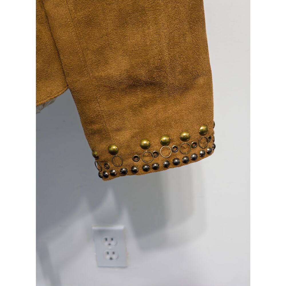 Chico’s women's embellished faux suede jacket sz 1 luxe‎ boho chic artisan glam - Picture 6 of 6